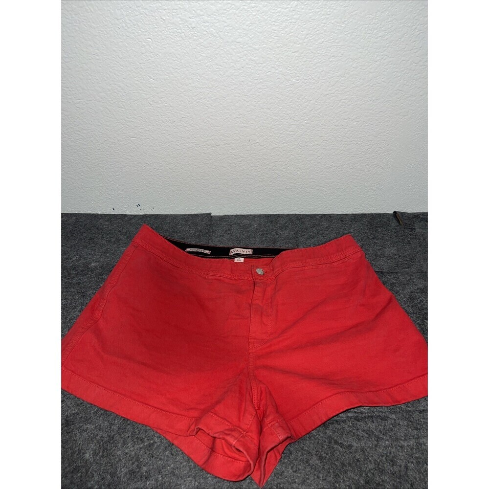 Women's High-Rise Smart Jean Shorts Ava & Viv Red Size 17